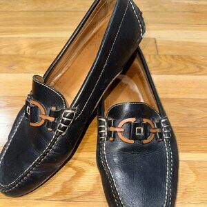 Men's Donald J. Pliner loafers size 10.5 Black with Brown "driving shoe"